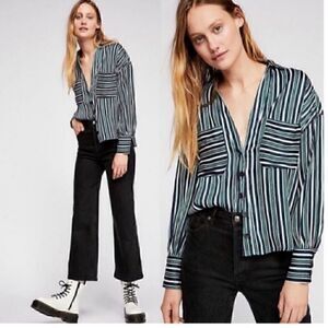 NWT Free People Oversized Boxy Mad About You Satin Blouse